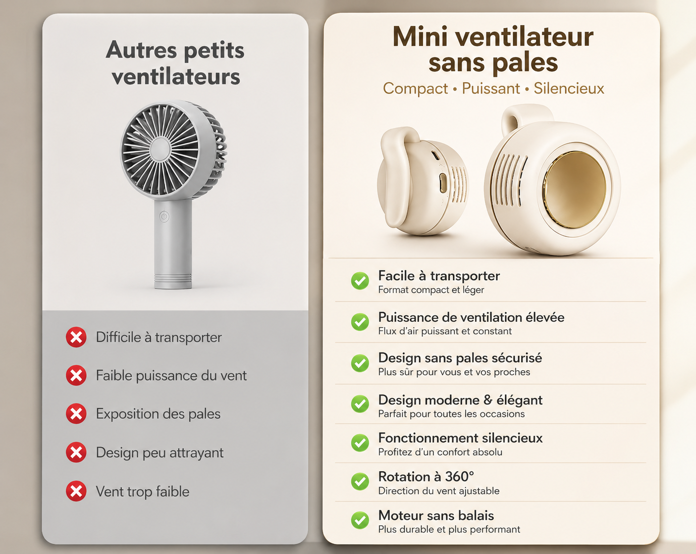 VentiFlor | Mini Ventilateur Portable USB-C Ultra Silencieux
